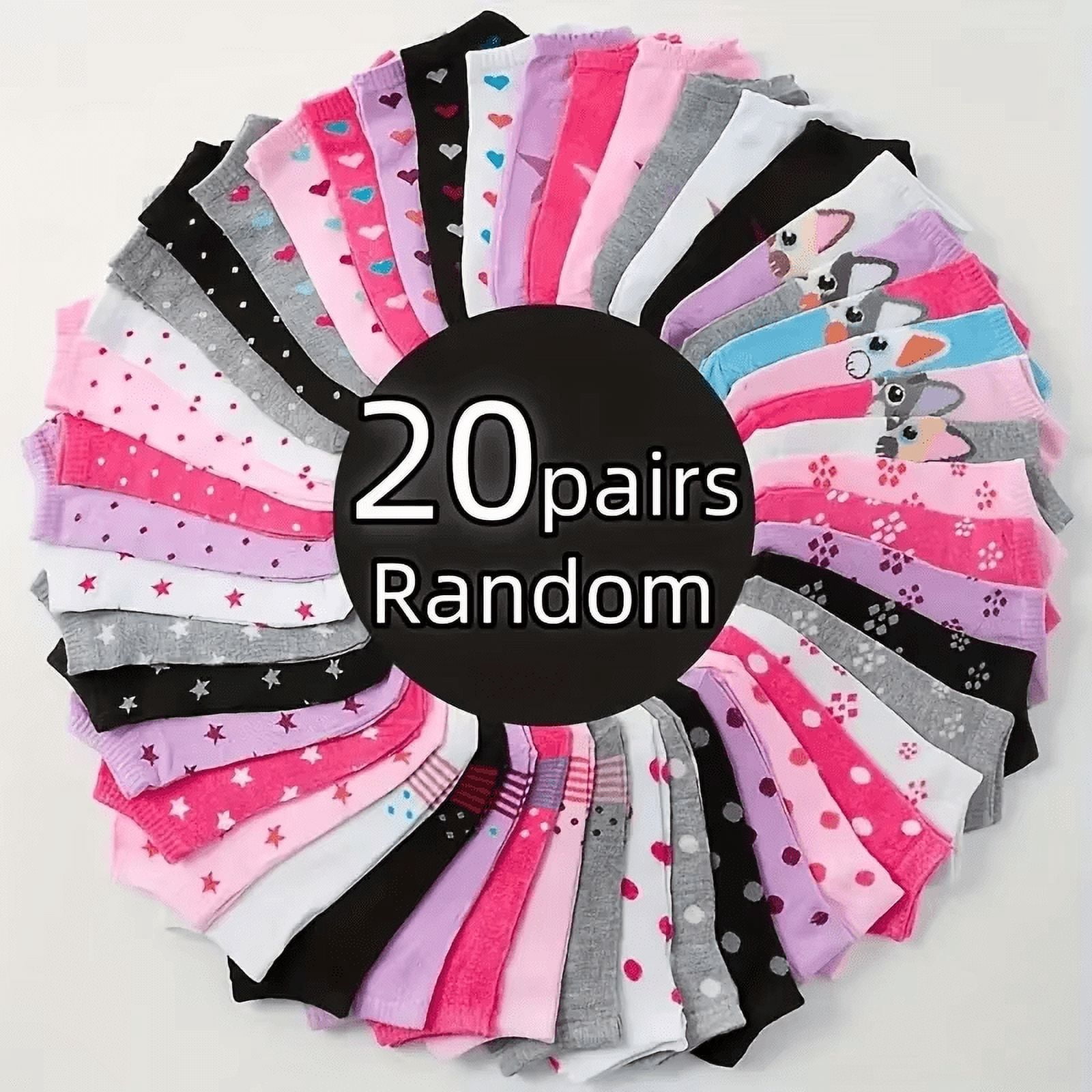 10/20/30/50/100Pairs Heart Print Socks Valentine's Day Candy Colored Ankle Socks Women's Stockings & Hosiery