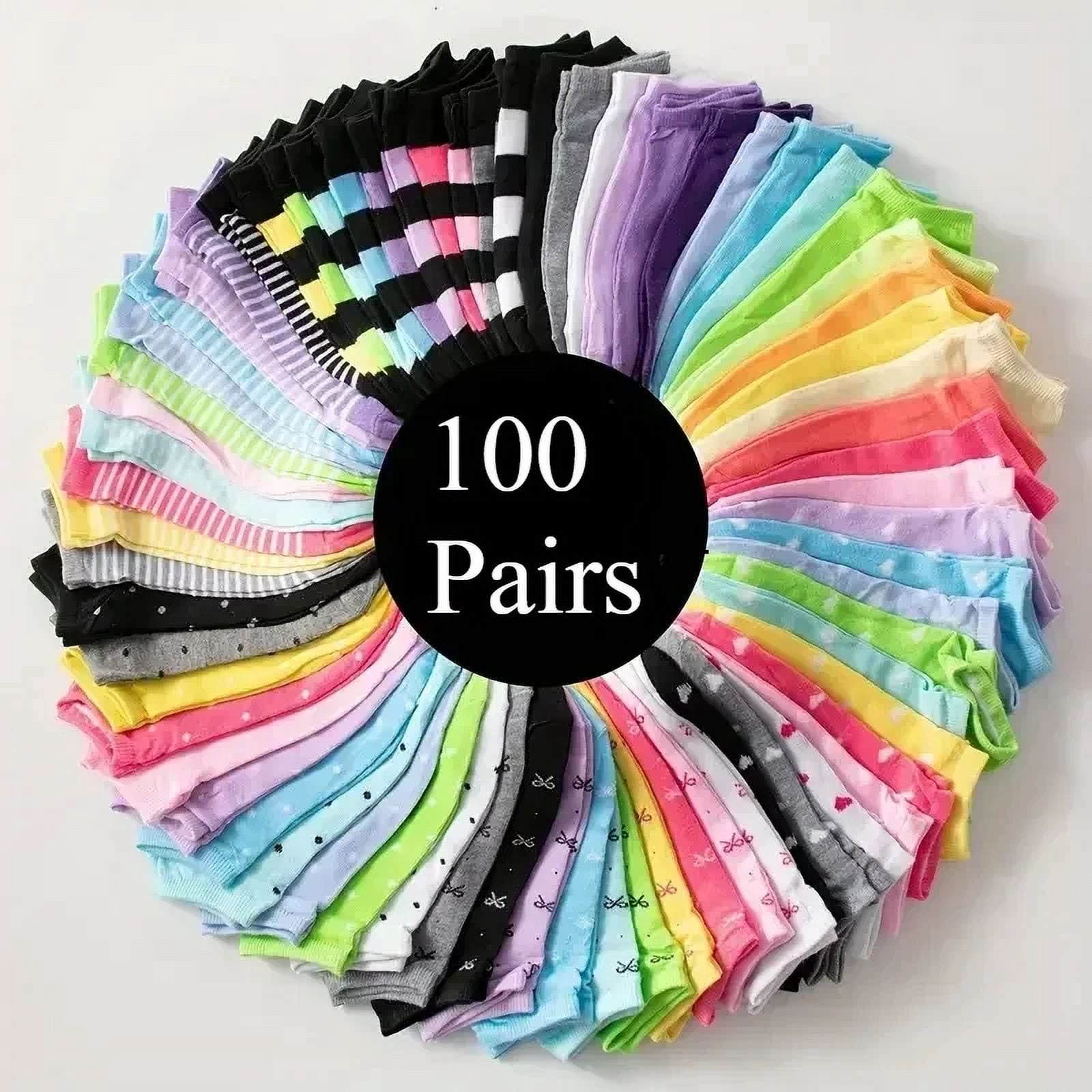 10/20/30/50/100Pairs Heart Print Socks Valentine's Day Candy Colored Ankle Socks Women's Stockings & Hosiery