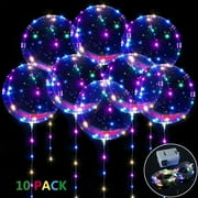 10/20/30 Pack 20inch LED Light Up BoBo Balloons Colorful String Lights Transparent Balloons for Birthday Wedding Christmas Party Decorations