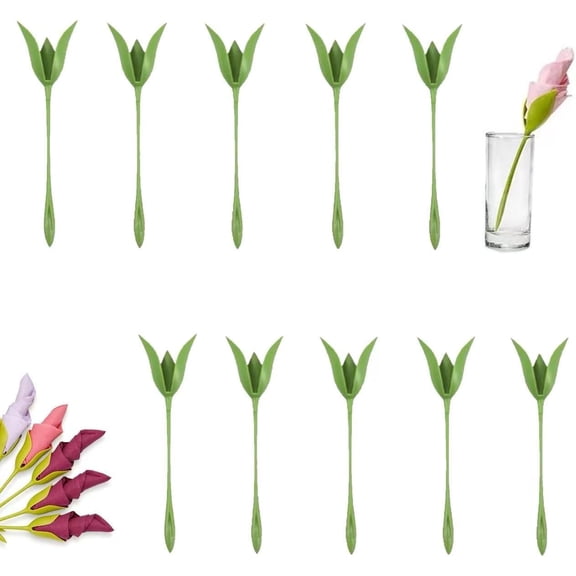 10/20/30-Pack Flower Stem Napkin Holders, Flower Napkin Holder Twist Stem, Rose Napkin Holders, Turn Napkin Into a Flower, Creativity Napkin Rings for Table Settings, Party Decor