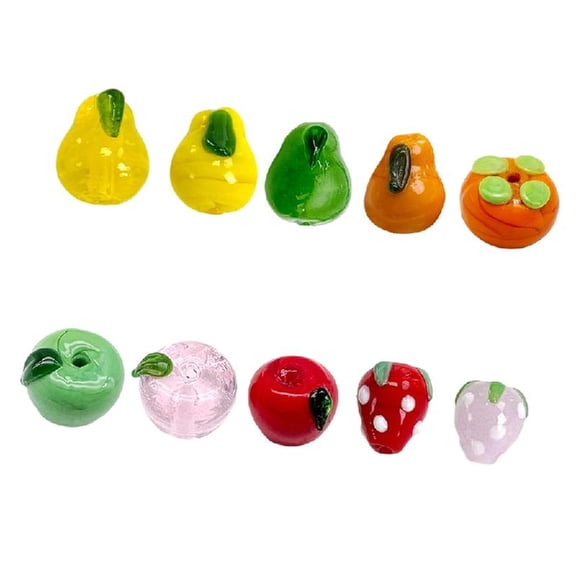 10/20/30Pcs Fruit Shaped Art Beads Hand Painted Glass Beads Jewelry Crafting Supplies For Adults Handmade Craft