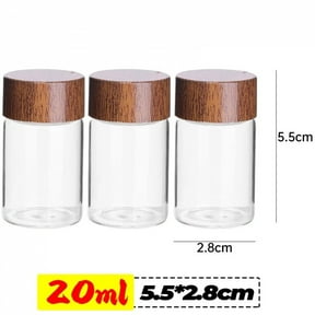 10/20/30ml Mini Glass Bottles Transparent Storage Container Tube Portable Coffee Beans Spice Jars DIY Glass Vials with Wood Lid