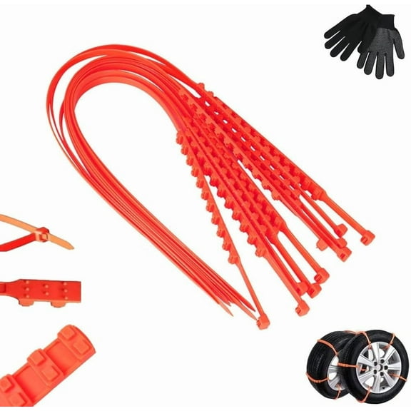 10/20/40pcs Universal Reusable Anti-skid Nylon Tire Chains Snow for Cars SUVs Trucks Anti-slip Emergency Zip Tie Style Traction Belts, Adjustable Winter Road Grip Accessory
