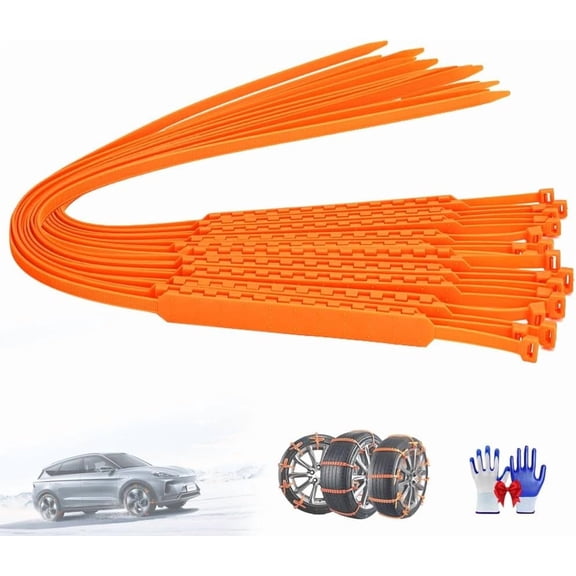 10/20/40pcs Universal Reusable Anti-skid Nylon Tire Chains Snow for Cars SUVs Trucks Anti-slip Emergency Zip Tie Style Traction Belts, Adjustable Winter Road Grip Accessory