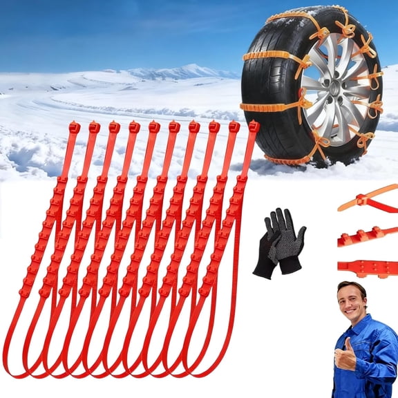 10/20/40pcs Universal Reusable Anti-skid Nylon Tire Chains Snow for Cars SUVs Trucks Anti-slip Emergency Zip Tie Style Traction Belts, Adjustable Winter Road Grip Accessory