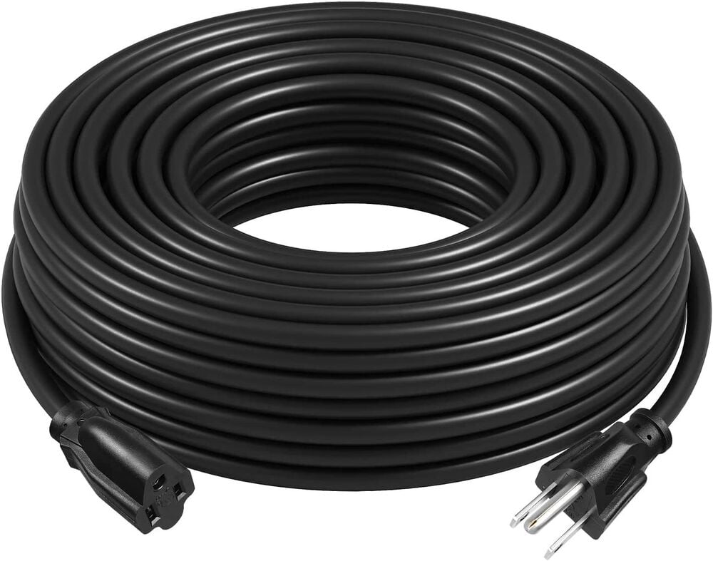 10/20/50 Ft Outdoor Extension Cords 16/3 Heavy Duty Black Extension