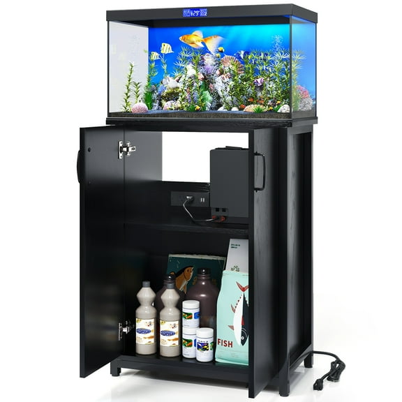10-20 Gallon Aquarium Stand with Cabinet & Charging Station Fish Tank Table