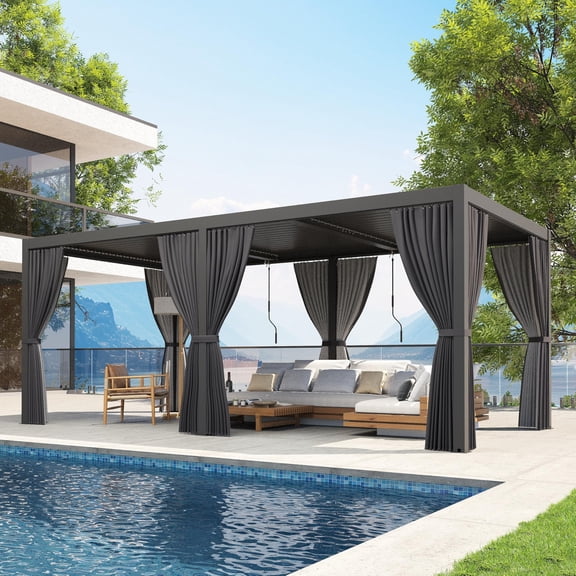 10'×20' Outdoor Louvered Pergola, Aluminum Outdoor Louvered Pergola Patio with Adjustable Roof for Outdoor Deck, Backyard, Garden