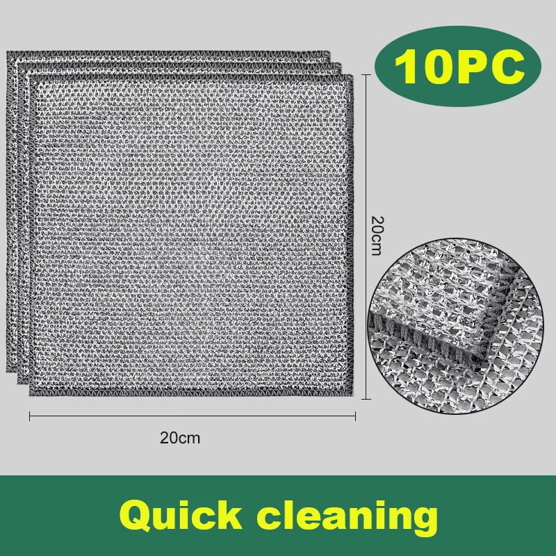 10/20 PCS Magic Dishcloth Silver Wire Cleaning Kitchen Cloth Thickened