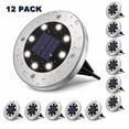 thumbnail image 1 of 12 Pack Solar Ground Lights Outdoor, 8 LED Solar Disk Lights, IP65 Waterproof for Walkway, Lawn, Patio, 1 of 8