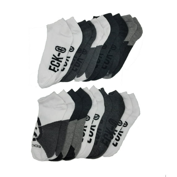 10-20 Pairs of Ecko Men's Basic Quick Dry No Show Athletic Socks 10-13 (Gry/Wht, 10)