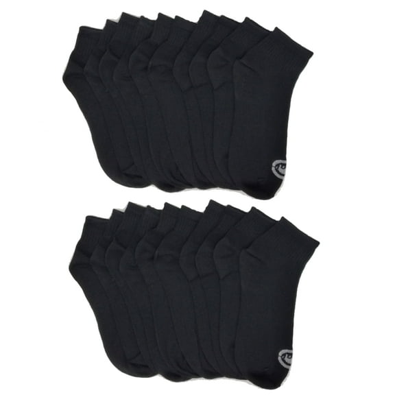 10-20 Pairs of Ecko Men's Basic Quick Dry Quarter High Athletic Socks 10-13 (Black, 10)