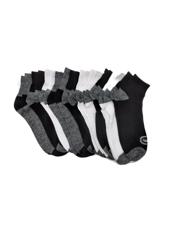10-20 Pairs of Ecko Men's Basic Quick Dry Quarter High Athletic Socks 10-13 (BlackM, 10)
