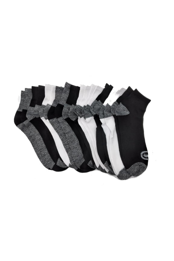 10-20 Pairs of Ecko Men's Basic Quick Dry Quarter High Athletic Socks 10-13 (BlackM, 10)