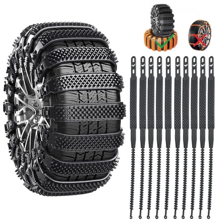 10/20 Pcs Snow Chains for Car Tires Chains On Wheels, 2026 New Snow Chains Tire Chains for Car, Reusable Anti Snow Chains, Adjustable Anti-Slip Tire Cables & Universal Fit