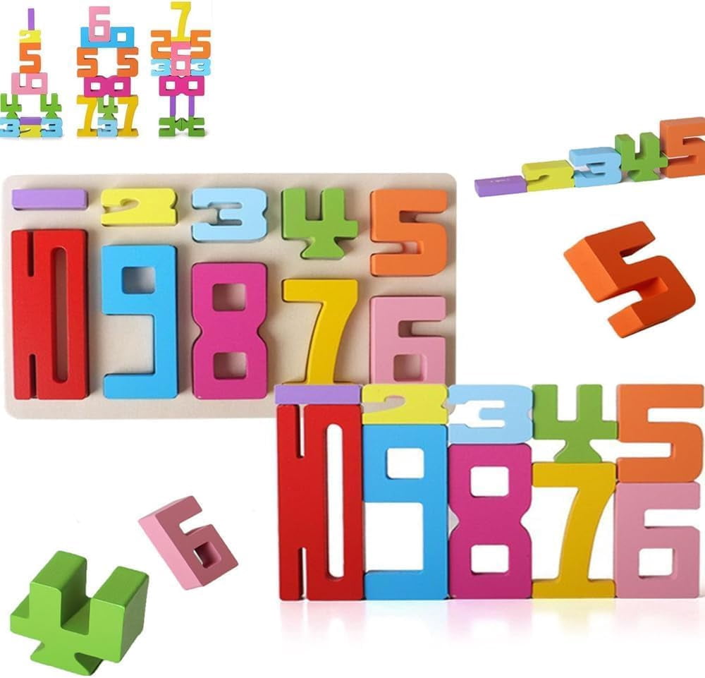 Toys For 2 Year Old Boy Math Puzzles Wooden Number Building Blocks For ...