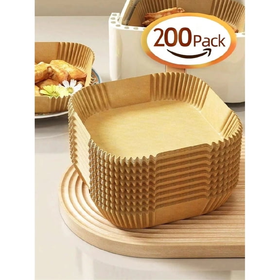 10-200pcs Air Fryer Disposable Paper Liner Square Air Fryer Liner Oil & Waterproof Parchment Paper for Baking Roasting & BBQs Gr
