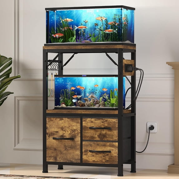 10-20Gal Fish Tank Stand with Drawer, Power Outlet