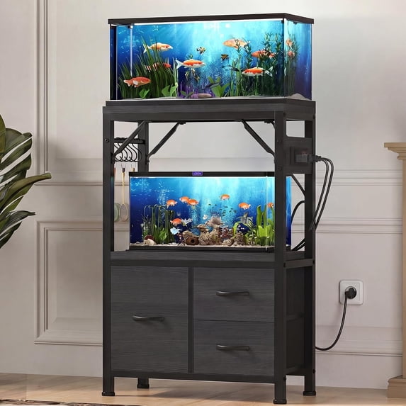 10-20Gal Fish Tank Stand with Drawer, Power Outlet