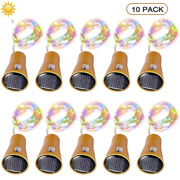 10/20LEDs Solar Wine Bottle String Light Solar Copper Wire Fairy Lights Cork Shape Christmas Lamp For Wedding Party Garden Decor