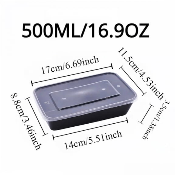 10/20PCS Black Food Box Fruit Salad Food Box Kitchen Meal Prep Takeout Bento Fridge Storage Leakproof Food Containers