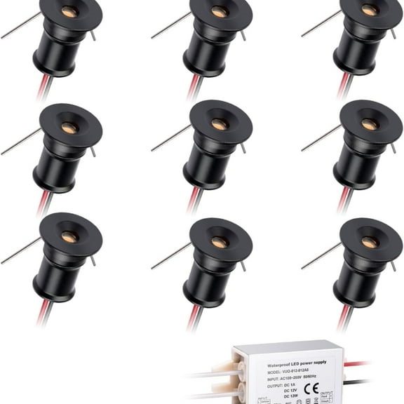 10/20PCS/set 1W mini Spotlight COB Recessed LED Ceiling Down Light DC12V Black 10pcs Lamps inlude 1 Driver