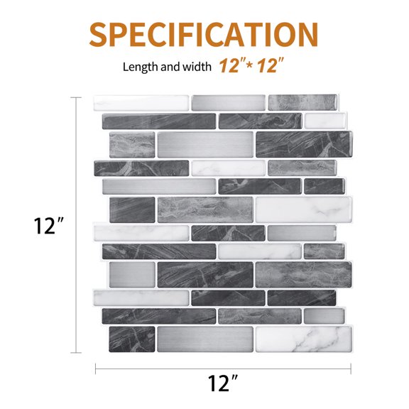 10/20Pcs Removable Waterproof PVC 3D Wall Panels, Thickened Peel & Stick Gray-White, for Kitchen Backsplash, Bathroom & Living Room
