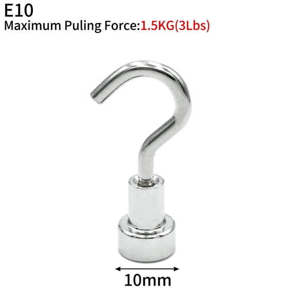 10/20Pcs Super Strong Neodymium Powerful Magnetic Hooks Ring Metal Magnet with Curved Hook Hanger for Hanging,Fridge,Wall,Key