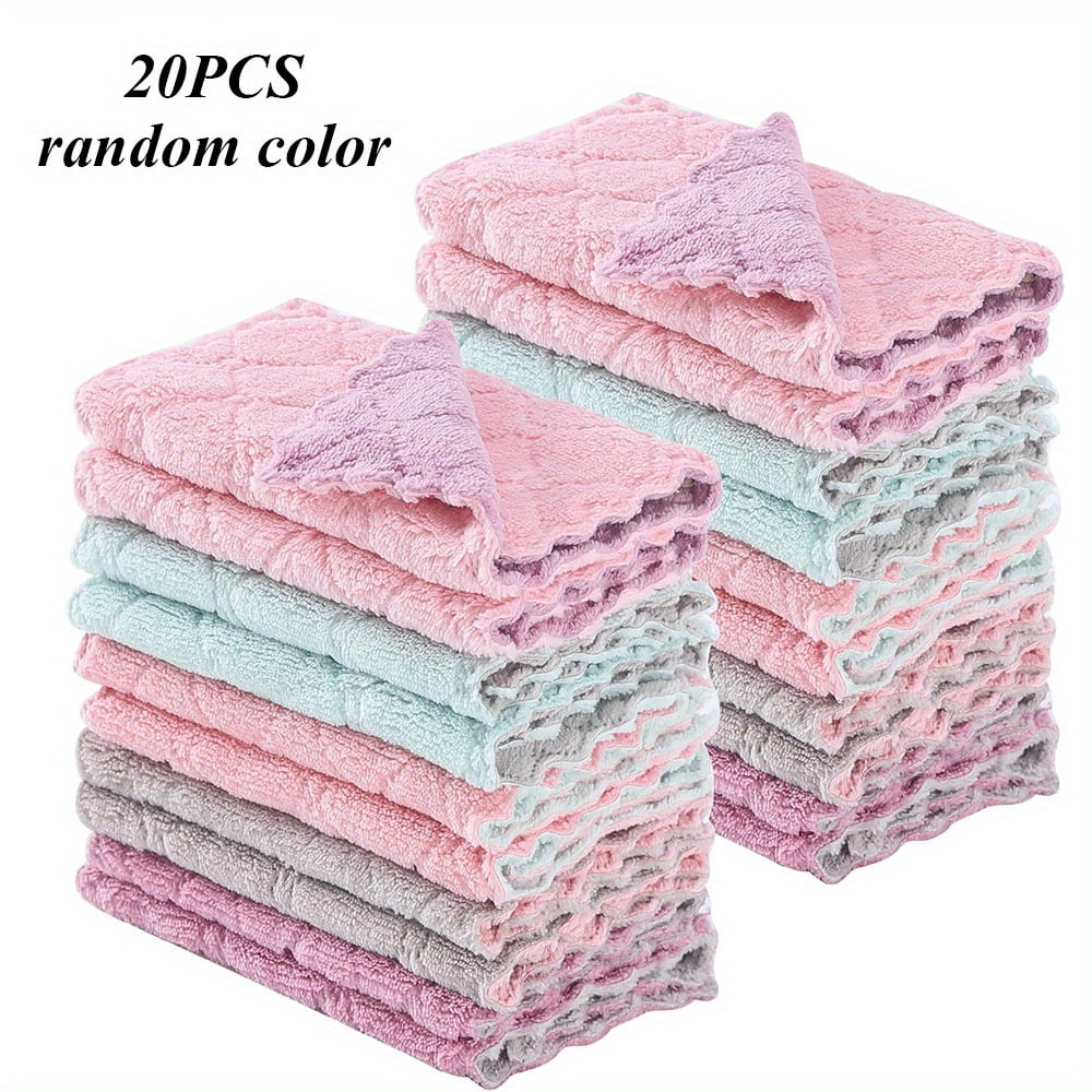 10/20pcs Kitchen Towels And Dishcloths Rag Set 9.4in*5.5in Small Dish Towels For Washing Dishes Dish Rags For Everyday Cooking Baking-Random Color