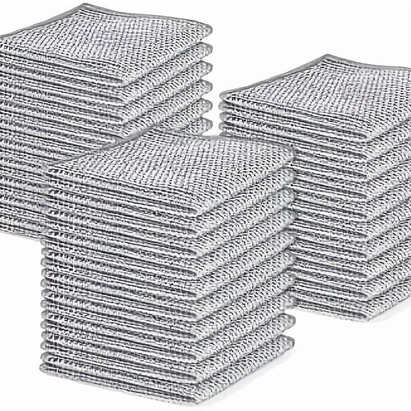 20pcs Set Non-Scratch Steel Wool Dishcloth - Multi-Use Kitchen Scrubbers, Durable Cleaning Pads For Wet & Dry Use White
