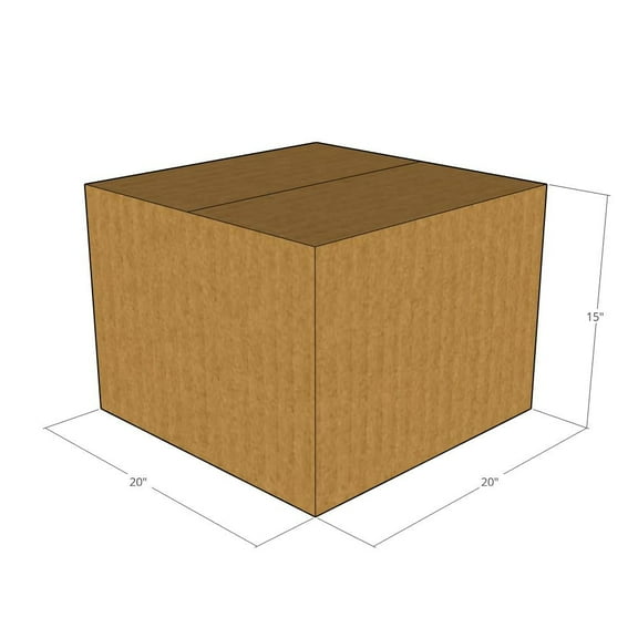 20x20x15 Kraft Brown Corrugated Shipping Boxes, 32 ECT Single-Wall, Qty 10