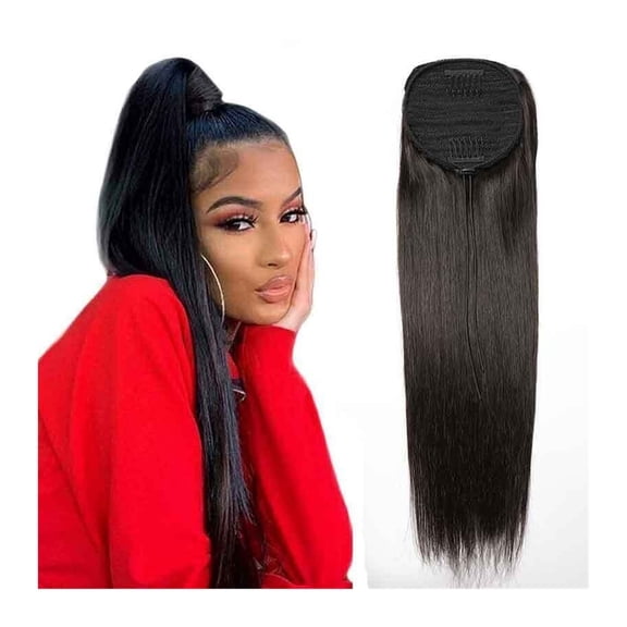 10-22" Straight Drawstring Ponytail Human Hair Ponytail Extensions Brazilian Remy Hair Clips In Straight Ponytail Hair Pieces for Black Women