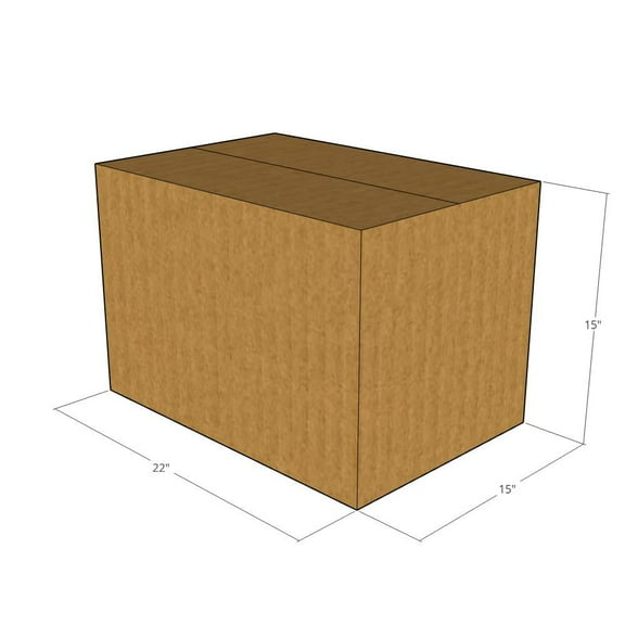22x15x15 Kraft Brown Corrugated Shipping Boxes, 32 ECT Single-Wall, Qty 10