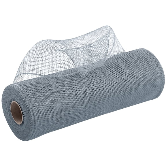 10.23*3.14" Poly Burlap Mesh: Waterproof, Durable, Reusable & Versatile for Crafting, Wreaths, Swags, and Wedding Decorations,Silver