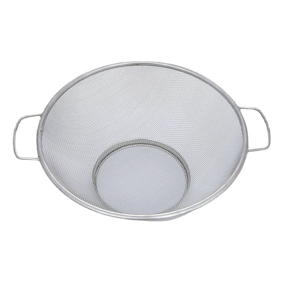 10.23-inch Fine Mesh Strainer for Kitchen, Multi-Functional Mesh Strainer Net Baskets,Stainless Steel Colander Bowl,Metal Net Baskets with Resting Base and Handle,Sieve for Rice and Fruit(Silver)