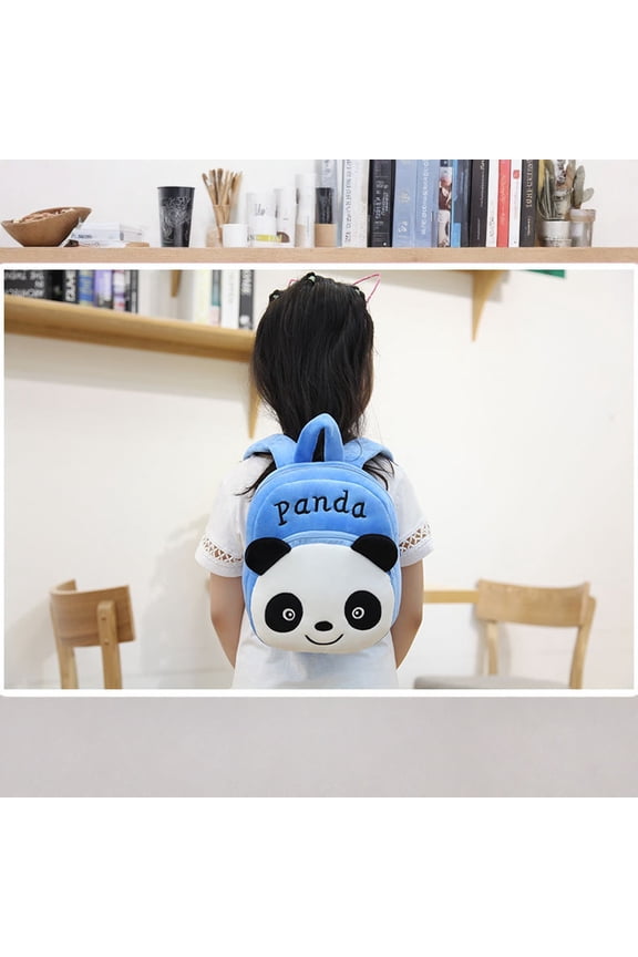 10.23in Cute Panda Plush Mini Backpack, Soft Fluffy Toddler Small School Bag, Cartoon Animal Lightweight Daily Backpack, Perfect Back to School Birthday Holiday Gift for Little Ones