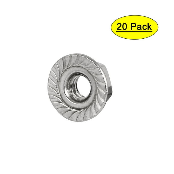 10#-24 304 Stainless Steel Serrated Flange Hex Machine Screw Lock Nuts 20pcs
