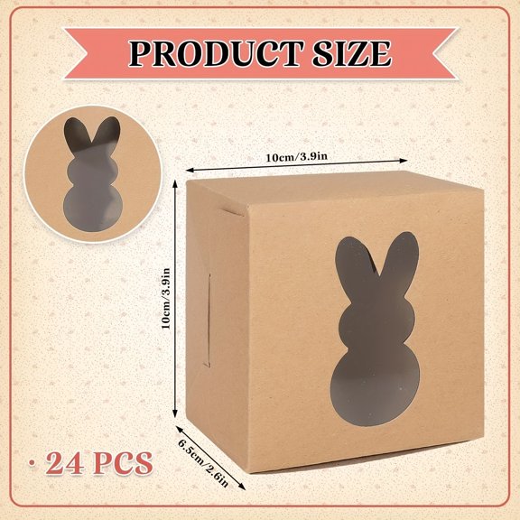 10/24/48 Pack Easter Gift Boxes, Kraft Paper Bunny Window Gift Boxes, Party Favor Boxes, Wedding Gift Boxes, Easter Decorations