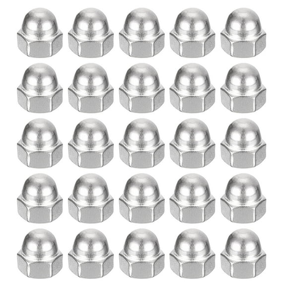 #10-24 Acorn Cap Nuts, 25pcs - 304 Stainless Steel Hardware Nuts, Acorn Hex Cap Dome Head Nuts (Silver)