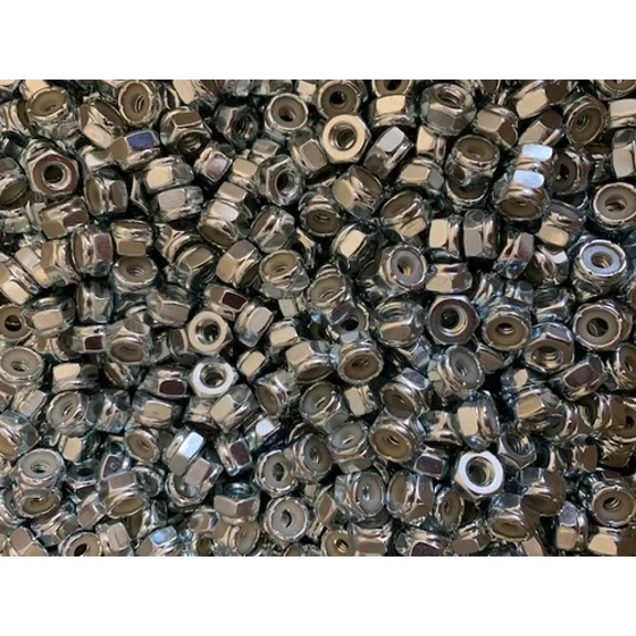 10-24 Zinc Nylon Insert Stop Lock Hex Nut - 100 Pieces
