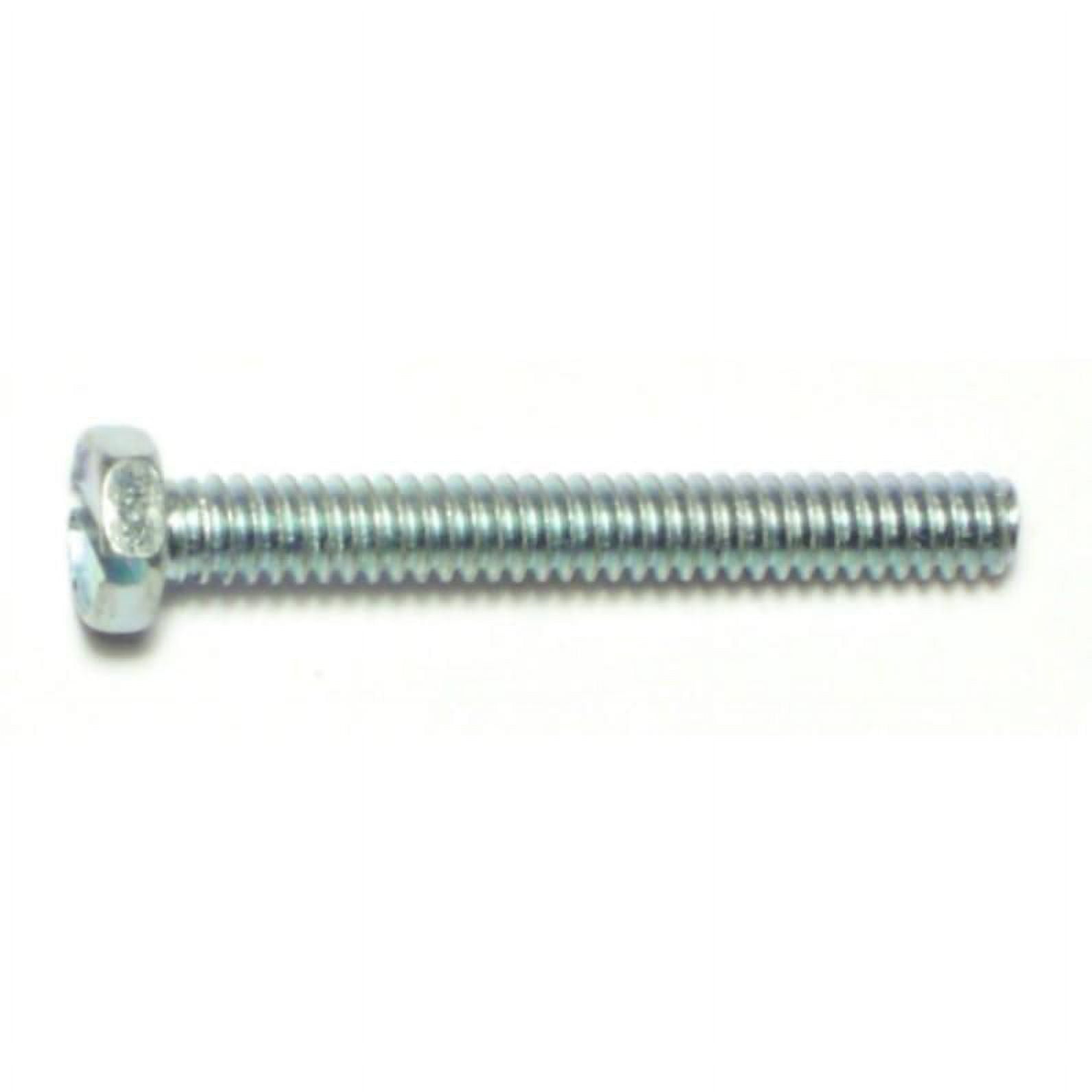 #10-24 x 1-1/2" Zinc Plated Steel Coarse Thread Slotted Indented Hex Head Machine Screws MSIHS-116