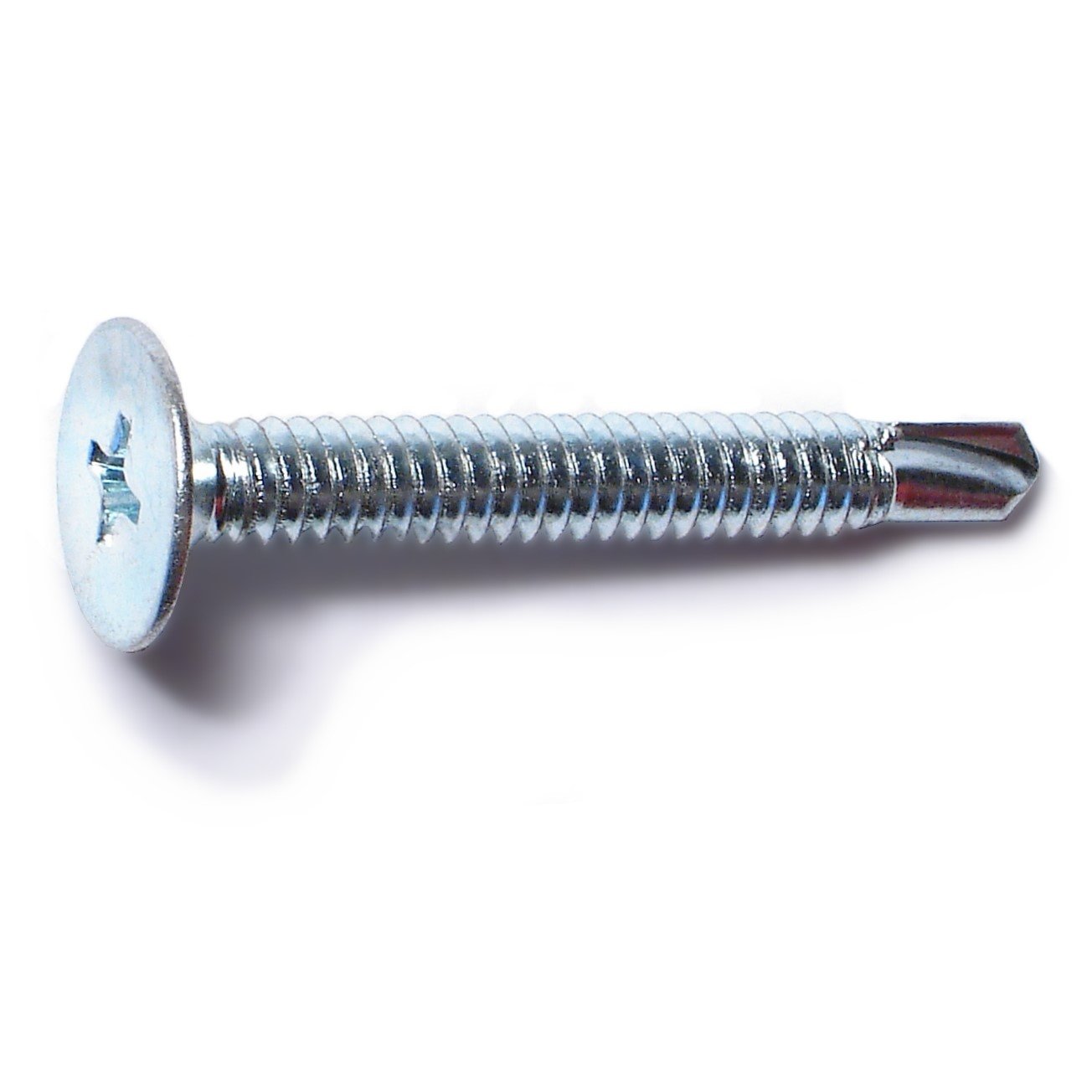 #10-24 x 1-1/2" Zinc Plated Steel Fine Thread Phillips Wafer Head Self-Drilling Screws SSWS-133
