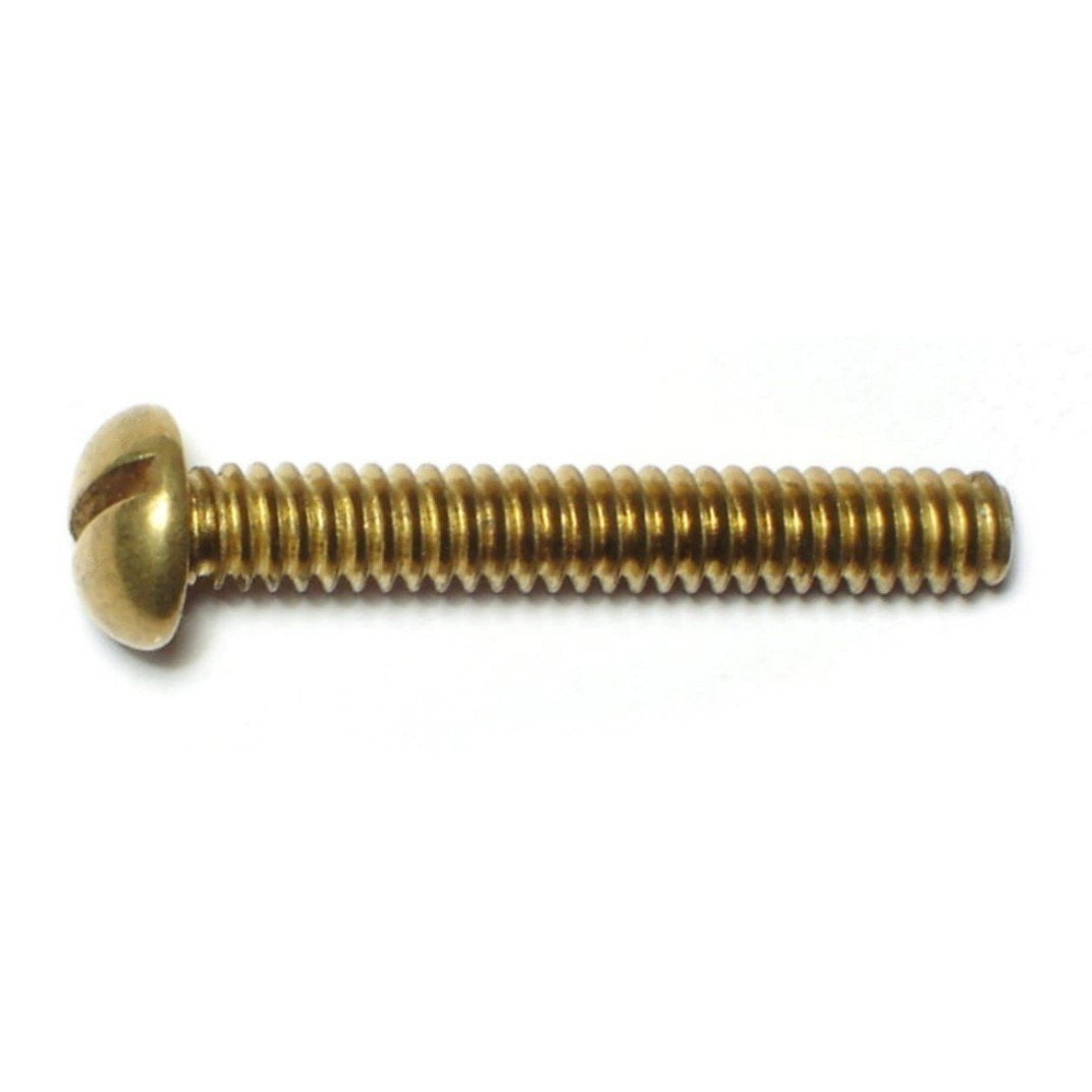 #10-24 x 1-1/4" Brass Coarse Thread Slotted Round Head Machine Screws MSRB-191