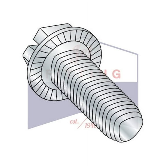 10-24 x 1 1/4" Taptite Style Thread Forming Screws | Slotted Indented | Hex Washer Head Serrated | Steel | Zinc (Quantity: 3000)