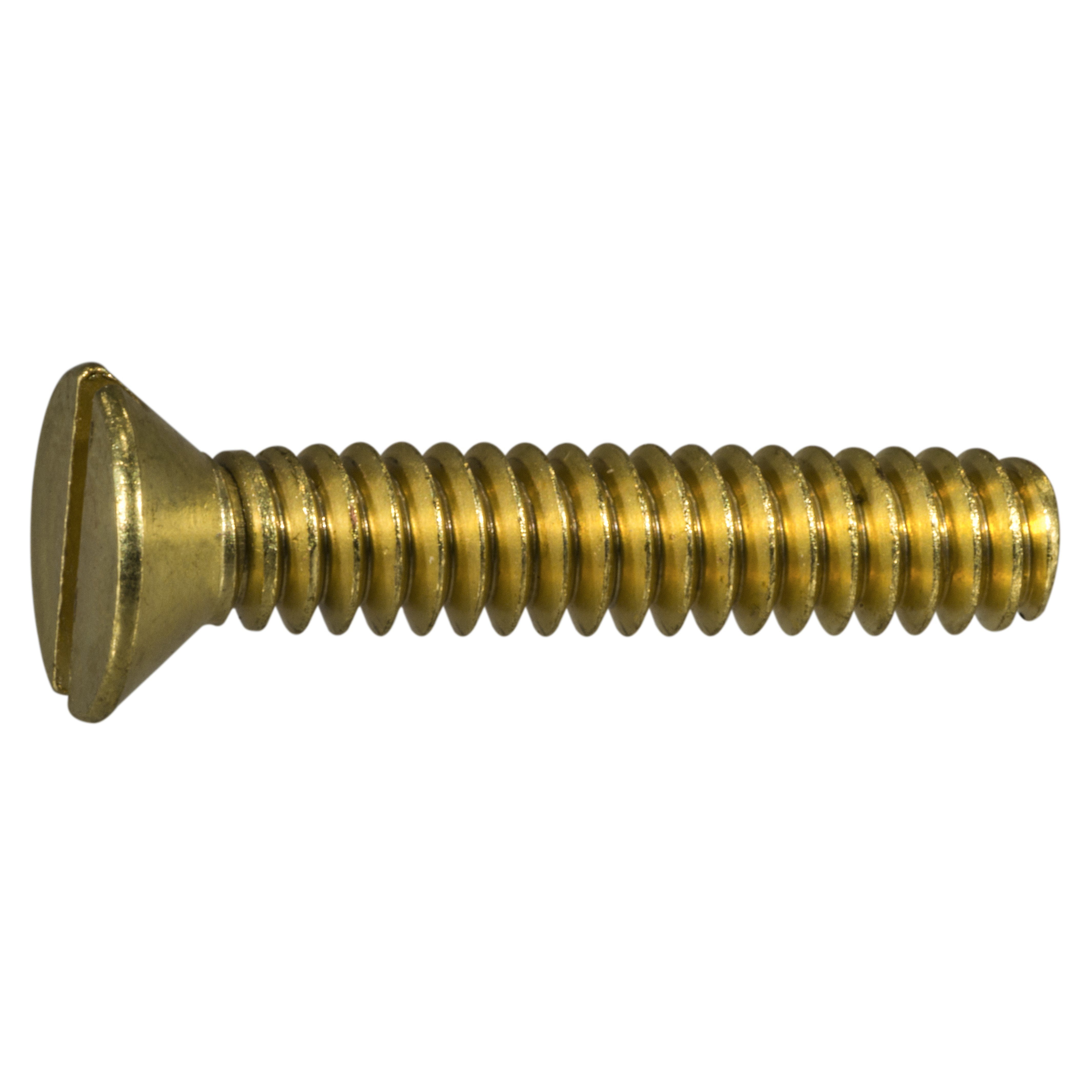 #10-24 x 1" Brass Coarse Thread Slotted Flat Head Machine Screws MSFB-219