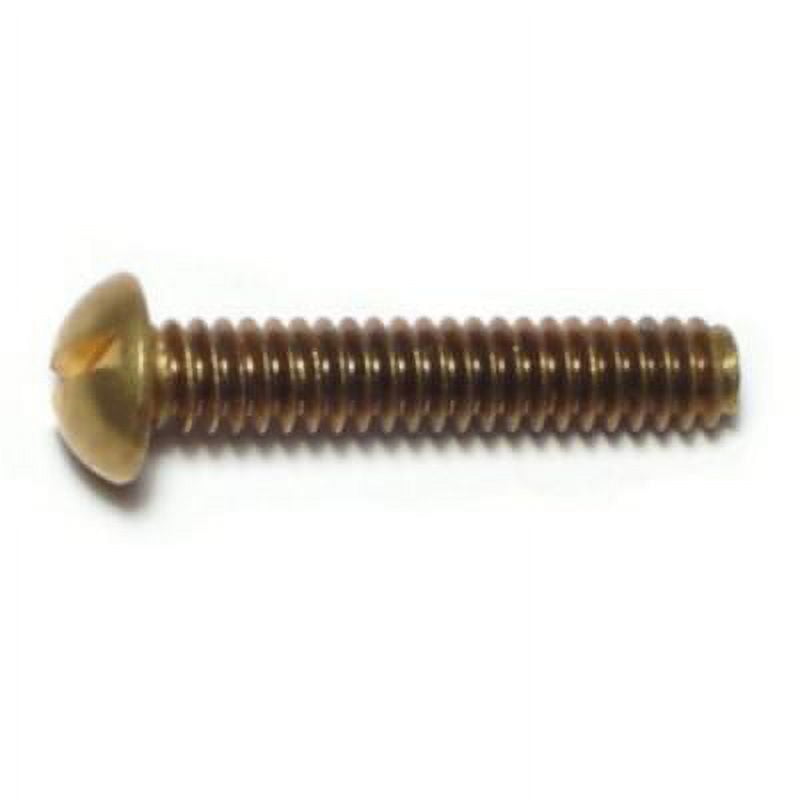 #10-24 x 1" Brass Coarse Thread Slotted Round Head Machine Screws MSRB-188