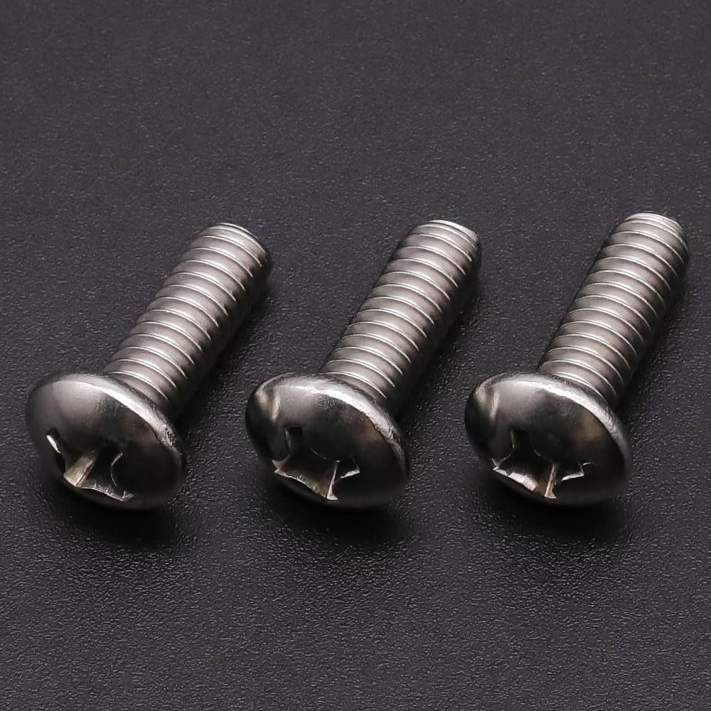 Screw Thread Rounded #10-24 x 1 inch (50 pcs) Phillips Pan Head Machine Screw Bolt, 304 ...