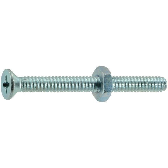 #10-24 x 2" Zinc Plated Steel Coarse Thread Phillips Flat Head Machine Screws