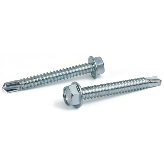 10-24 x 3/4" Self-Drilling Screws / Unslotted / Hex Washer Head / Steel / High Corrosion Silver Zinc - 5000 Piece Carton
