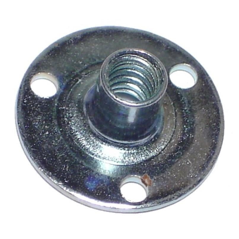 Steel Zinc-Plated Brad Hole Tee Nuts, 10-24 x 5/16-Inch, 12-Piece